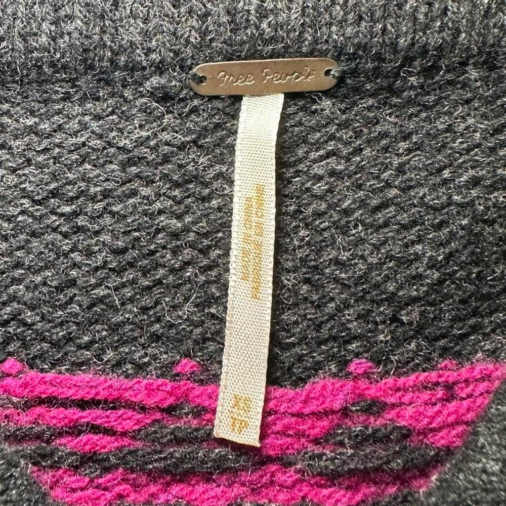 Free People Charcoal Knit Fair Isle Sweater Vest Cottagecore Granola Girl - Picture 5 of 7
